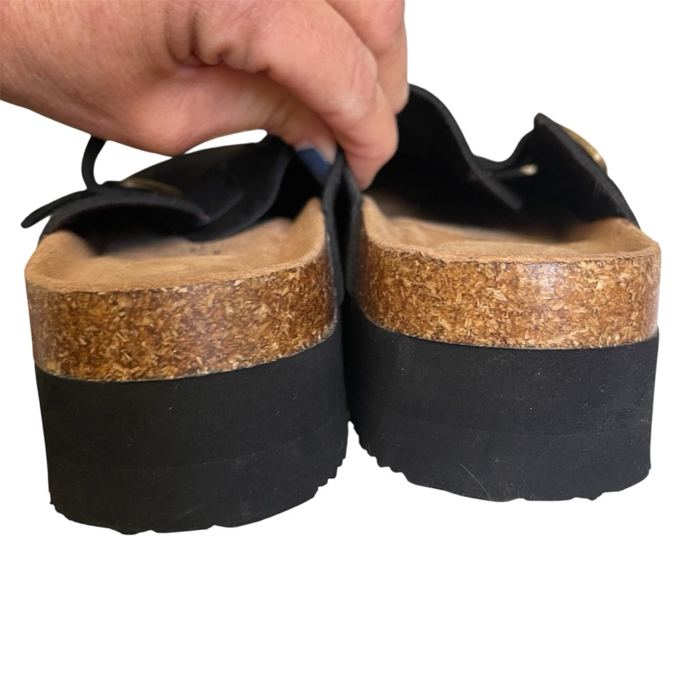 Project Cloud Stephi Clog Sz 7 Black Suede Memory Foam Comfort Platform Slip On - Picture 7 of 9